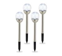 Relaxdays Lampes de jardin Boule de verre en jeu de 4, lampes solaires effet calcin, imperméable, changement de couleur