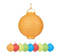 Relaxdays Lampion chinois LED abat-jour papier lanterne boule 20 cm rond décoration set de 10 à piles, coloré