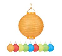 Relaxdays Lampion Chinois LED Abat-Jour Papier Lanterne Boule 20 cm Rond décoration Set de 20 à Piles, coloré