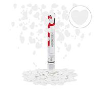 Relaxdays Lanceur de confettis cœurs 40 cm, Lot de 5, Party Popper, Pluie de cotillons fête Carnaval Coeurs Blancs, Blanc