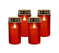 Relaxdays LED de cimetière, 4 pièces, Flamme vacillante, à Piles, étanches, en Plastique, Bougies Rouges