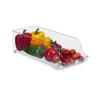 Relaxdays Long Organiseur de frigo/réfrigérateur, Rangement des Aliments, H x L x P env. 10,5 x 14 x 35 cm, Transparent