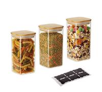 Relaxdays Lot 3 bocaux en verre 1500 ml, couvercle