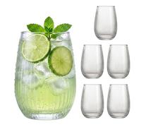 Relaxdays Lot de 6 verres à eau transparents, 400 ml, compatibles lave-vaisselle, pour jus et sodas