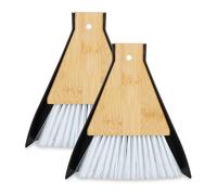 Relaxdays Lot avec balai pour table, set de 2, balayette & mini pelle, pour cuisine & camping, à accrocher, noir - blanc