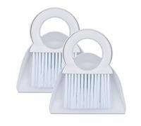 Relaxdays Lot Balai de Table, 2 Sets, Brosse & Pelle, Mini balayette pour Cuisine & Camping, à accrocher, Blanc