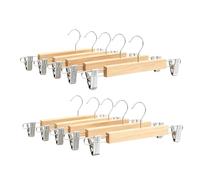 Relaxdays Lot de 10 cintres à Pinces pour Pantalons et Jupes, Bois et Fer, Naturel, 12x36x1,2 cm