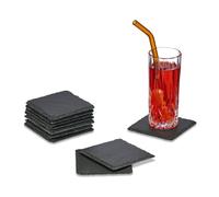 Relaxdays Lot de 10 dessous de verre en ardoise