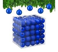 Relaxdays Boule de Noël, lot Pratique de 50, en Plastique Robuste, pour Le Sapin, diamètre : 6 cm, Bleu Roi