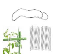 Relaxdays - Lot de 100 Clips pour Tuteurs en Bambou, Acier Inoxydable, Ø 12 mm, pour Treillis DIY, Argent