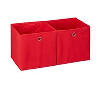 Relaxdays Lot de 12 boîtes de rangement rouge