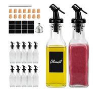Relaxdays Lot de 12 bouteilles en verre 150ml, bec verseur, huile/vinaigre, étiquettes, bouchons en liège, transparentes