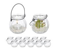 Relaxdays Lot de 12 photophores en verre