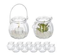 Relaxdays Lot de 12 photophores en verre