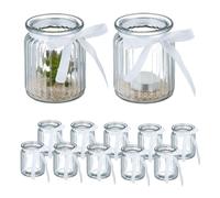 Relaxdays Lot de 12 photophores transparents