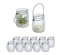 Relaxdays Lot de 12 photophores transparents