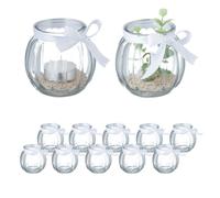 Relaxdays Lot de 12 photophores transparents