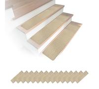 Relaxdays Lot de 16 Tapis d'escalier rectangulaires Auto-adhésifs 75 x 20 cm Beige