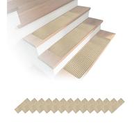 Relaxdays Lot de 16 Tapis d'escalier rectangulaires autoadhésifs 65 x 20 cm Beige