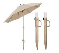 Relaxdays Lot de 2 ancrages de Sol Rasendorn pour Parasol, Acier métallisé | tiges jusqu'à 32 mm, jardin, camping, plage