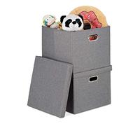 Relaxdays Lot de 2 boîtes de rangement carrées