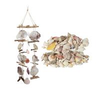 Relaxdays Lot de 2 carillons à Vent en Bois Flottant avec Coquillages Capiz | Mélange de coquillages avec escargots, grand carillon sonore