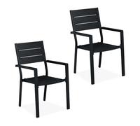 Relaxdays Lot de 2 chaises de jardin noires