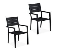 Relaxdays Lot de 2 chaises de jardin métal avec accoudoirs 90 x 53,5 x 59 cm Noir