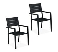 Relaxdays Lot de 2 chaises de jardin noires