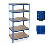 Relaxdays Lot de 2 étagères Charges Lourdes, Meuble de Rangement à Clip, Charge 1325 kg, Garage, 180x90x60 cm, Acier, MDF, Bleu