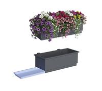Relaxdays Lot de 2 jardinières pour Balcon avec Drainage, Acier Anthracite, H 17 cm x L 50 cm x P 19 cm