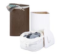 Relaxdays Lot de 2 paniers à linge bambou