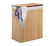 Relaxdays Lot de 2 paniers à linge bambou nature