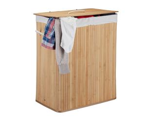 Relaxdays Lot de 2 paniers à linge bambou nature