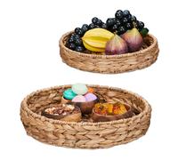 Relaxdays Lot de 2 plateaux en Jacinthe d’eau