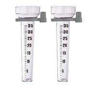 Relaxdays Lot de 2 pluviomètres, Fixation, Accessoire de Mesure pour Jardin, 35 mm/m², Plastique, Transparent - Gris