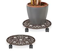 Relaxdays Lot de 2 porte-plantes à roulettes