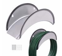 Relaxdays, lot de 2 supports muraux pour tuyaux d'arrosage jusqu'à 38 m, protection des bords, montage mural, argent
