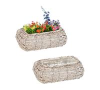 Relaxdays Lot de 2 pots de fleurs convexes