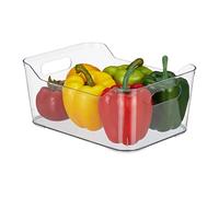 Relaxdays Lot de 2 rangements pour réfrigérateur, transparents | H x L x P, boîte réfrigérante avec poignée