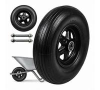 Relaxdays Lot de 2 Roues 3.50-8 en Caoutchouc Plein, Jante en Acier avec axe, Roue de Rechange pour brouette Noir