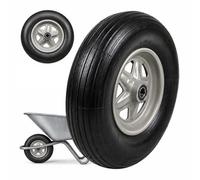 Relaxdays Lot de 2 Roues de Diable, 3.50-8, Caoutchouc Plein, Noir/Gris | Roue complète avec jante en acier, axe, roue de secours pour brouette