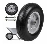 Relaxdays Lot de 2 Roues de Diable, 4.00-6, Caoutchouc Plein, Noir/Gris | Roue complète avec jante en acier, axe, roue de secours pour brouette