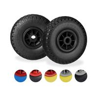 Relaxdays Lot de 2 roues pour diable pneus pleins anti-crevaison 3.00-4"" axe 25 mm 80 kg 260x85 mm noir