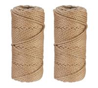 Relaxdays Lot de 2 Rouleaux de Ficelle en Jute (chacune : 50 m), Bricolage, Jardin, Emballage, Nature