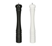 Relaxdays Salière et poivrière, Lot de 2, 40 cm, Moulin en Bois, Manuel, Moulin avec broyeur en céramique, Noir/Blanc