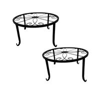 Relaxdays, Lot de 2 Supports Ronds pour Pots, Design rétro, Robustes, H x P : 11 x 23 cm, Fer Noir