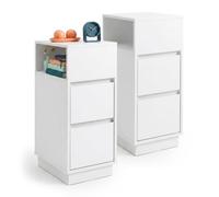 Relaxdays Lot de 2 Tables de Chevet, 2 tiroirs, 1 Niche Ouverte, Blanc
