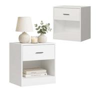 Relaxdays Lot de 2 Tables de Chevet, tiroir et Niche, H41×L39×P28 cm, Blanc | Table de chevet pour chambre à coucher, table de nuit