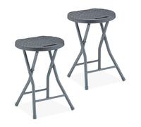 Relaxdays Lot de 2 tabourets pliants style rotin